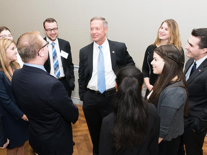 Former Governor O'Malley with GW Students