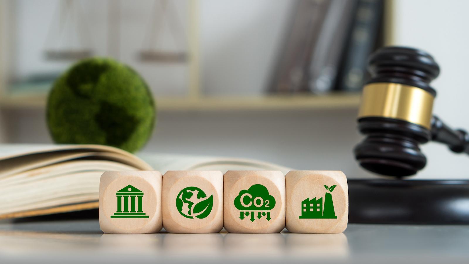 Environmental symbols on wooden blocks