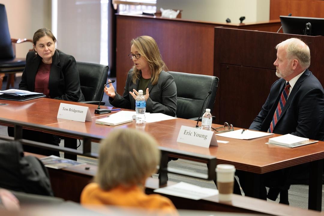 Panelists speak during the 2025 Brand Manatt Lecture.