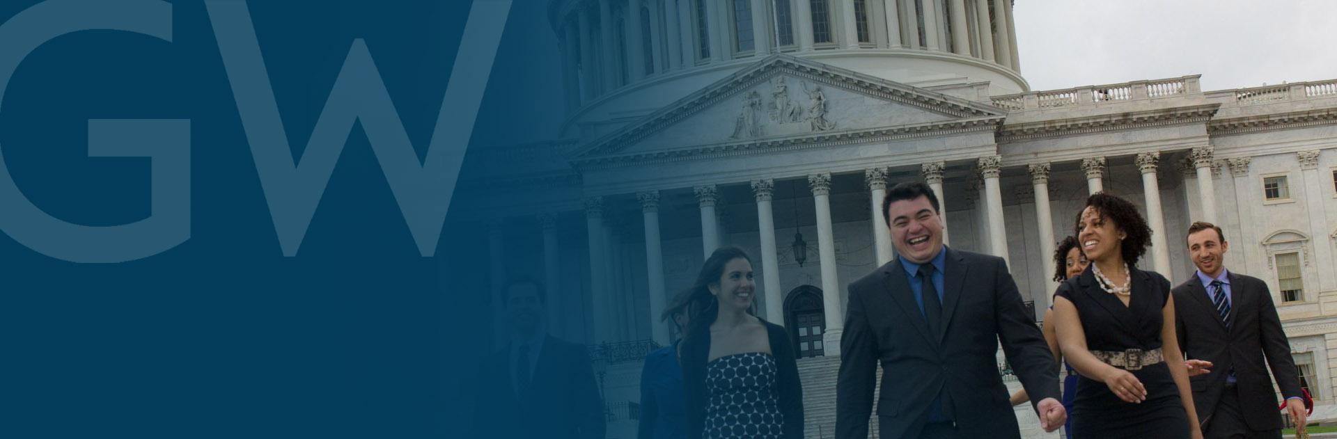A group of students walking down the steps of the U.S. Capitol Building