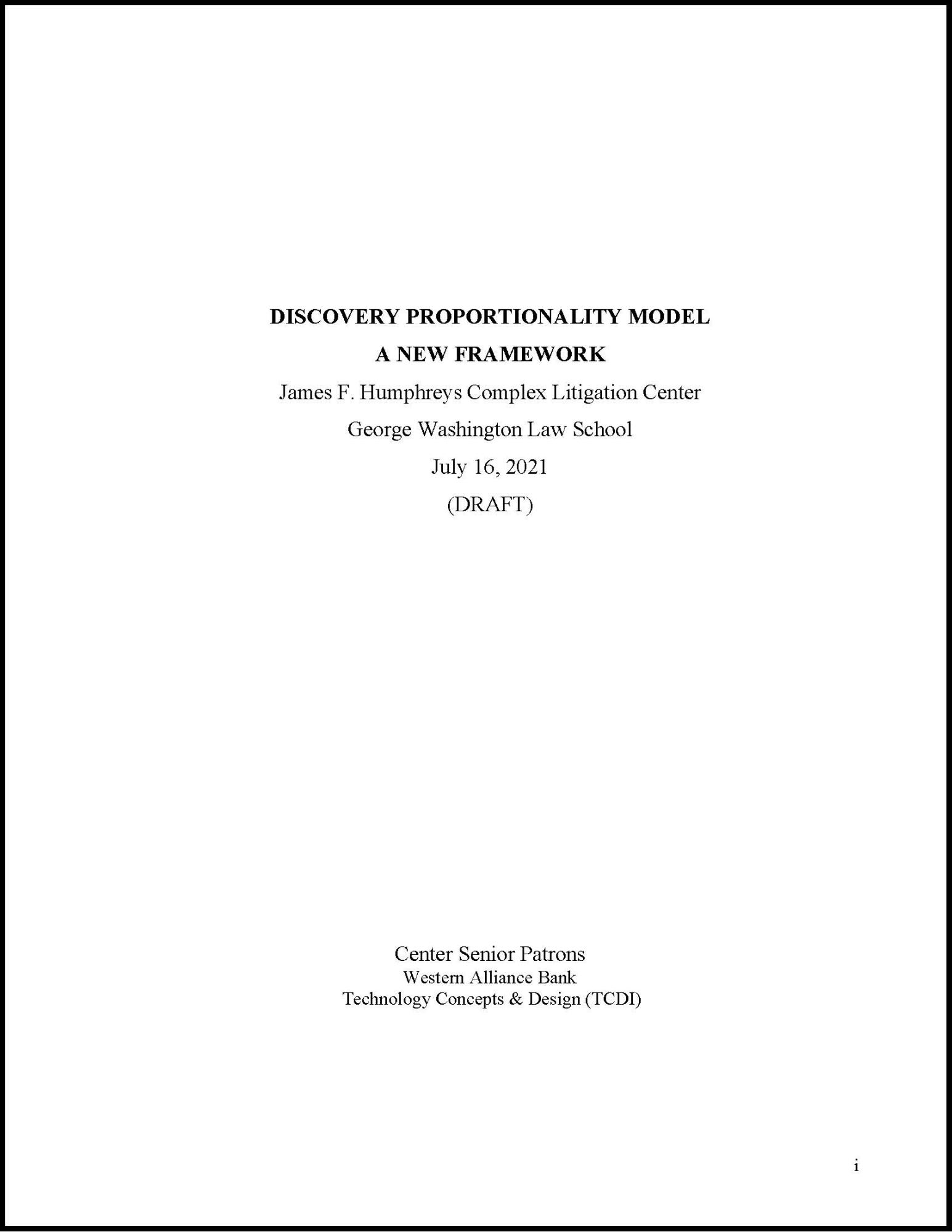 New Framework Proportionality Model
