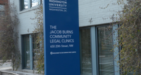 Exterior sign of the Jacob Burns Community Legal Clinics
