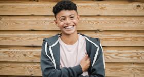 Headshot of a Teenage Boy stock photo